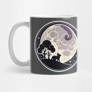 Magical fox and moon dark silhouette design Mug